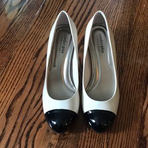 Black and white heels